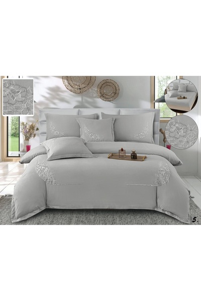 Casa de Vis Double bed linen set, satin cotton, 180 x 200 cm, 6 pieces, with elastic, plain, Casa de Vis, CB-3