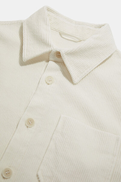 W Collection EKRU UZUN KOLLU KADİFE GÖMLEK