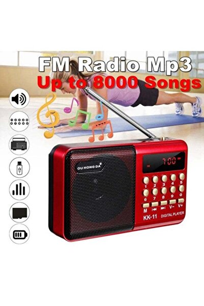 genernic راديو محمول صغير قابل لإعادة الشحن محمول باليد FM رقمي USB TF مشغل MP3 مكبر صوت