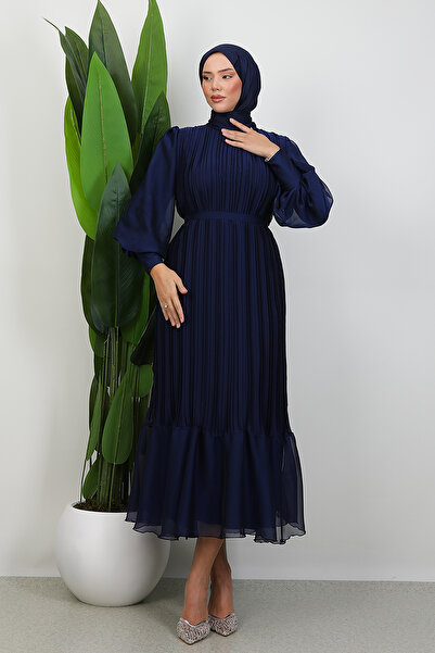 Lamia Giyim Piliseli Janjan Abiye Lacivert