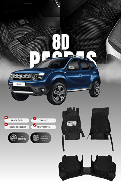 stiloto Dacia Duster (2010-2017) 8D Deri Havuzlu Oto Paspas | Tam Koruma,Arac...