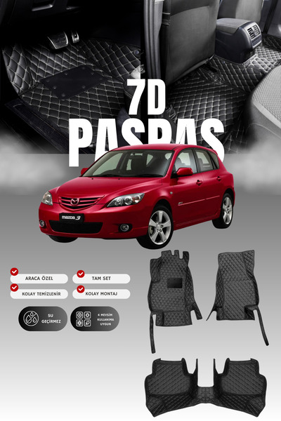 stiloto سجادة أرضية جلدية للسيارة مازدا 3 (2003-2009) 7D |   حماية كاملة، قص ...