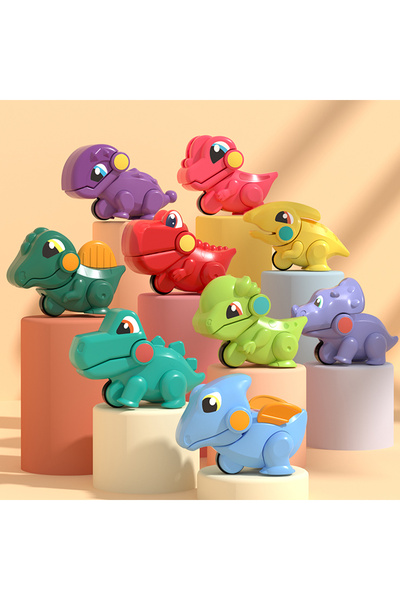 Ominii 9pcs Pocket Dinosaur Toy Car Training Grasping Skills, Early Education, Crawling Development,