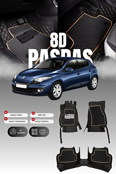 stiloto دواسة سيارة جلدية لرينو ميجان 3 (2009-2016) 8D |   حماية كاملة، قص مخ...