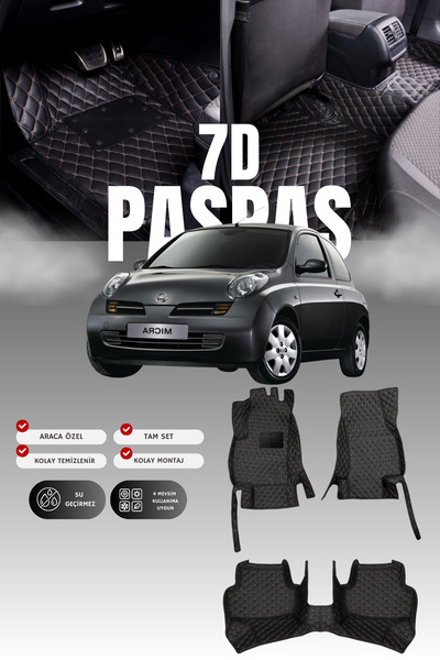 stiloto سجادة أرضية جلدية للسيارة نيسان ميكرا (2005-2010) 7D |   حماية كاملة،...