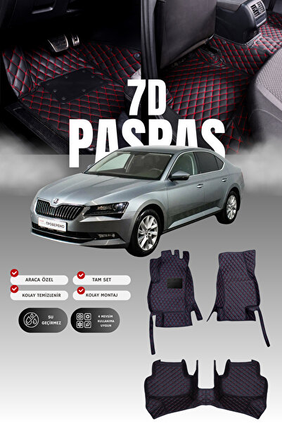 stiloto سجادة أرضية جلدية للسيارة سكودا سوبر-بي (2015-2019) بتصميم حوض سباحة ...