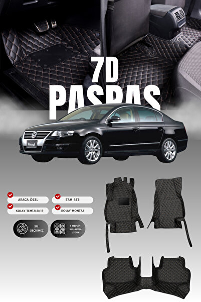 stiloto فولكس فاجن باسات B6 (2006-2010) سجادة أرضية للسيارة من الجلد 7D |   ح...