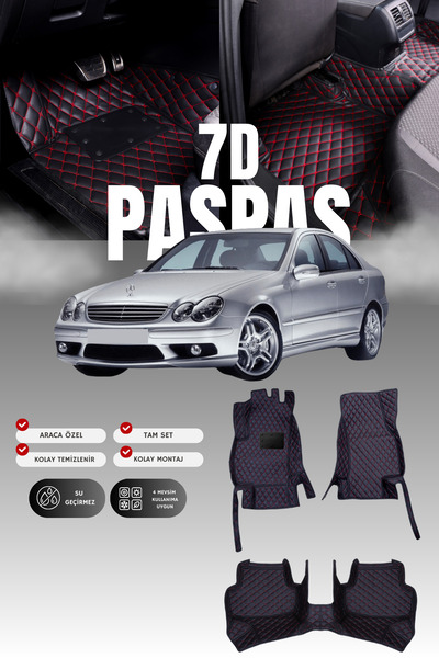 stiloto دواسة سيارة جلدية لمرسيدس C200 / W203 (2000-2007) طراز 7D |   حماية ك...