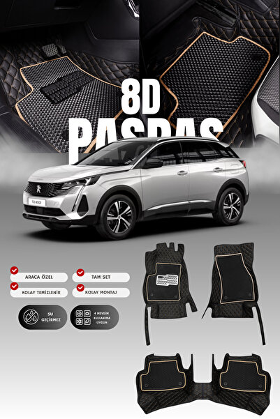 stiloto Peugeot 3008 (2020-2023) 8D Deri Havuzlu Oto Paspas | Tam Koruma,Arac...