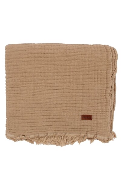 bebegen بطانية للجنسين بشرابة بنية اللون 4 طبقات 80x120