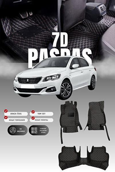 stiloto دواسة سيارة جلدية لبيجو 301 (2012-2023) بتصميم حوض سباحة سباعي الأبعا...