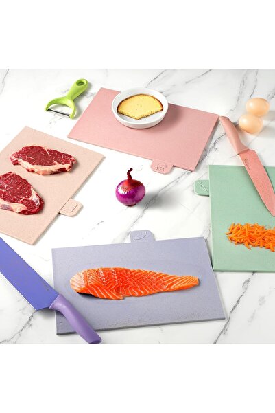 Generic 4-piece Non-slip Kitchen Cutting Board Set With Drain Stand and Easy-grip Handles