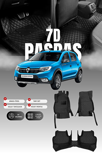 stiloto Dacia Sandero (2012-2020) 7D Deri Havuzlu Oto Paspas | Tam Koruma,Ara...