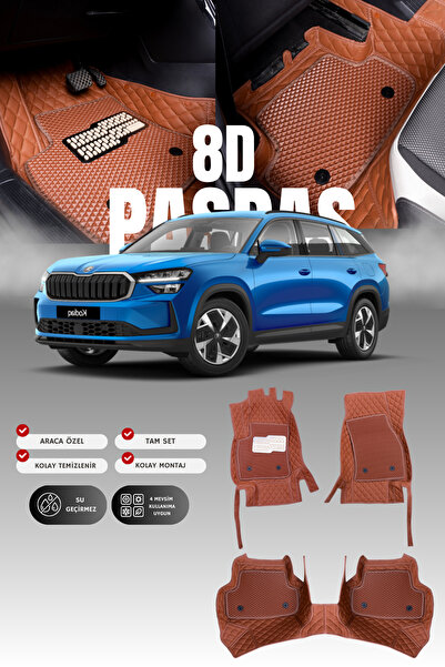 stiloto Skoda Kodiaq Hibrit (2024 ve sonrası) 8D Deri Havuzlu Oto Paspas | Ta...