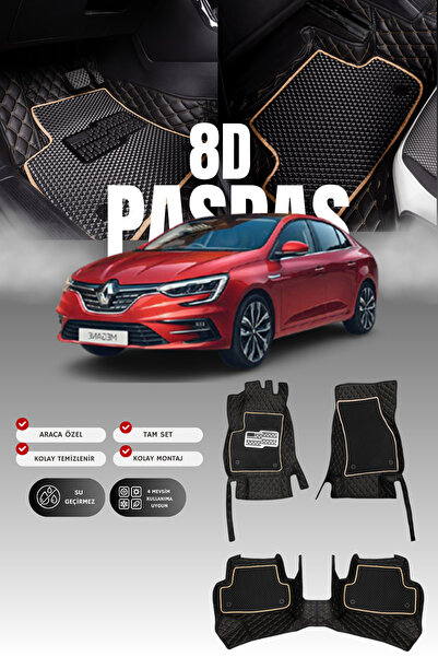stiloto Renault Megane 4 (2016-2025) 8D Deri Havuzlu Oto Paspas | Tam Koruma,...