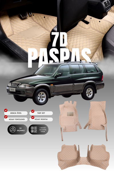 stiloto سجادة أرضية للسيارة من الجلد سباعية الأبعاد لسيارة سانغ يونغ موسو (19...