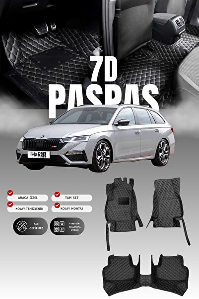 stiloto سجادة أرضية للسيارة من الجلد لسيارة سكودا أوكتافيا (2019 وما بعدها) 7...