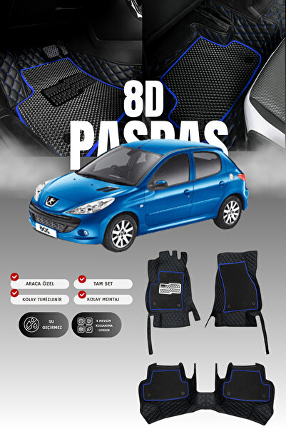 stiloto دواسة سيارة جلدية لبيجو 206 (1998-2010) طراز 8D |   حماية كاملة، قص م...