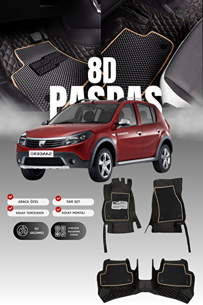 stiloto دواسة سيارة جلدية لداسيا سانديرو (2008-2012) 8D |   حماية كاملة، مخصص...