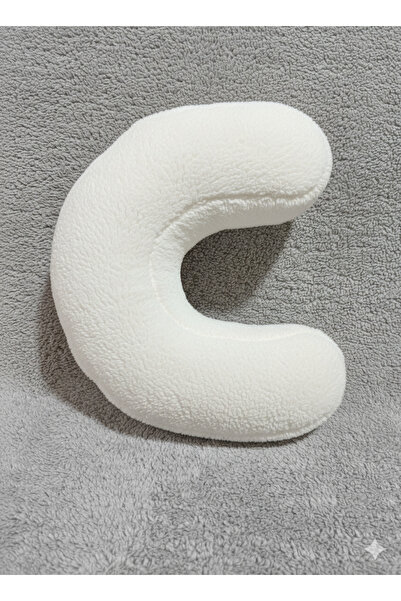 pufftable وسادة على شكل حرف C من القطيفة، وسادة زخرفية، دمية بيضاء، حجم كبير ...