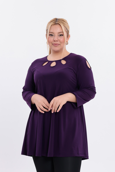 HELVEYS Modern & Stylish Cut Flexible Stretch Fabric Neckline Detail Long Sle...