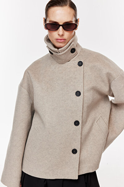 Jorbinol ياقة مرتفعة متوسطة الطول معطف كاشي فاخر