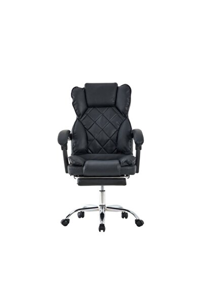 PROCART Ergonomic executive chair, swivel, adjustable height, footrest, padded armrests, -leather, black
