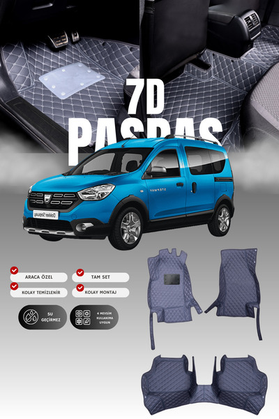 stiloto دواسة سيارة جلدية من 7 قطع لداسيا دوكر (2012-2021) |   حماية كاملة، م...