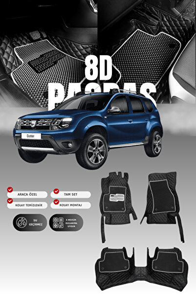 stiloto Dacia Duster (2010-2017) 8D Deri Havuzlu Oto Paspas | Tam Koruma,Arac...