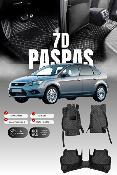 stiloto سجادة أرضية جلدية للسيارة فورد فوكس (2005-2007) 7D |   حماية كاملة، م...