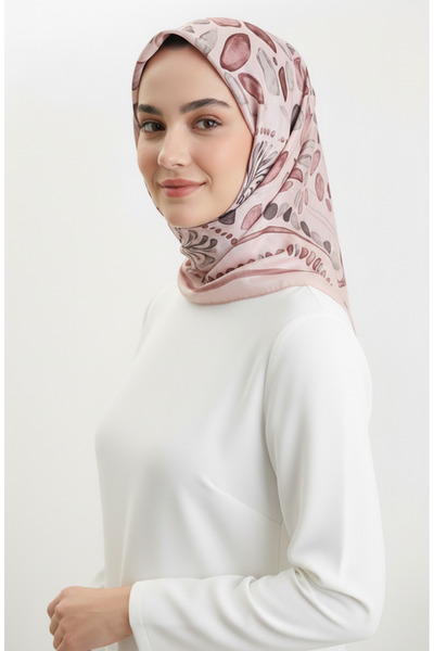 sefamerve Κασκόλ με σχέδιο κεχριμπαρένιο 70326-02 Πούδρα