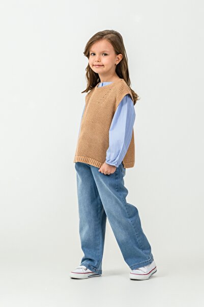 Harika KIDS Girl's Knitwear Vest-Shirt-Denim Pants 3-Piece Set