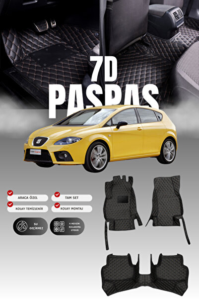 stiloto سجادة أرضية جلدية لسيارة سيات ليون كوبرا (2006-2012) طراز 7D |   حماي...