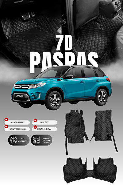 stiloto سجادة أرضية جلدية للسيارة سوزوكي فيتارا (2015-2024) بتصميم 7D |   حما...