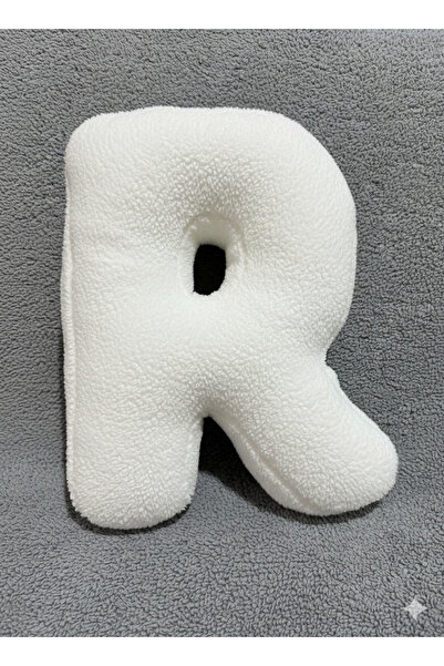 pufftable وسادة على شكل حرف R من القطيفة، وسادة زخرفية، دمية بيضاء، حجم كبير ...