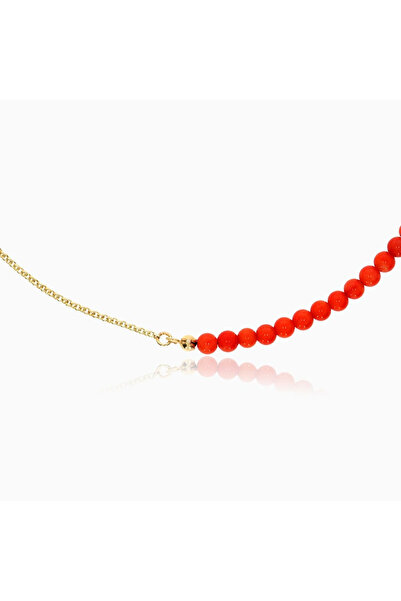 HANNY 4 mm orange coral choker necklace made of 925 silver plated with 24K gold