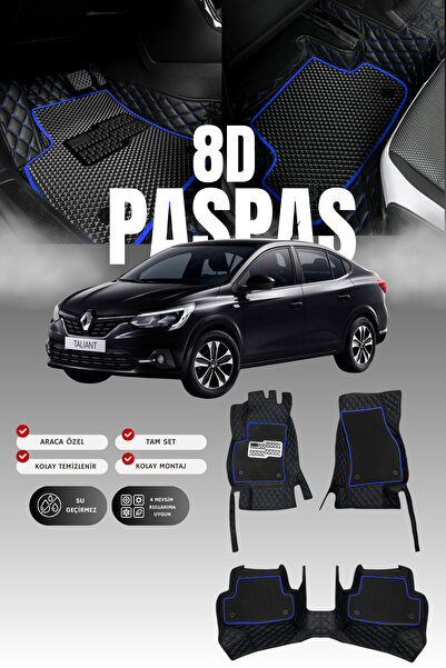 stiloto سجادة أرضية للسيارة من الجلد من نوع 8D لسيارة رينو تيلانت (2021 وما ب...