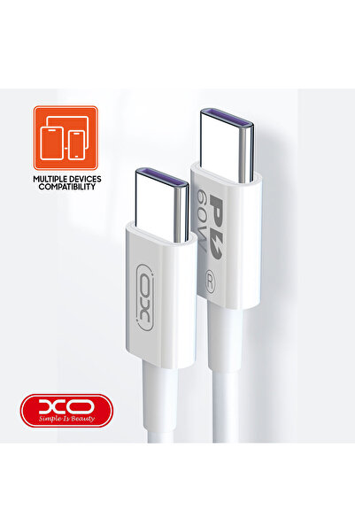 Xo Cablu USB-C Power Delivery 60W, iesire 3A, 2m, Fast Charging, Design, White (NB-Q190B)