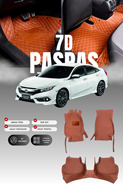 stiloto Honda Civic FC5 (2016-2021) 7D Deri Havuzlu Oto Paspas | Tam Koruma,A...