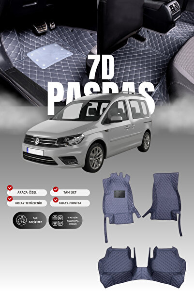 stiloto فولكس فاجن كادي (2004-2020) حصيرة أرضية للسيارة من الجلد 7D بتصميم حو...