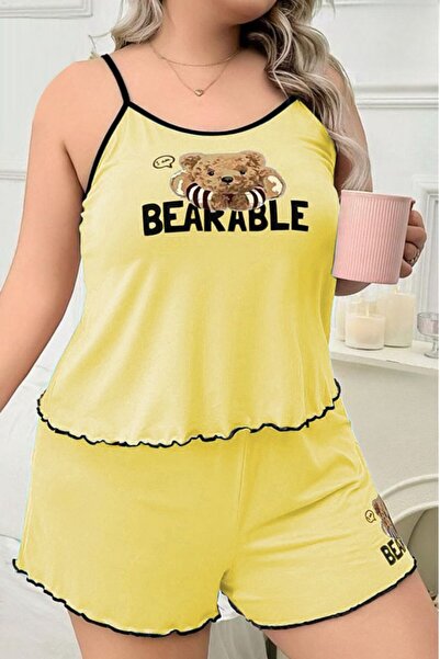 Nice Model Women's Bearable Printed Pajama Set Cami Top Shorts Sleepwear Cute Loungewear Nightwear