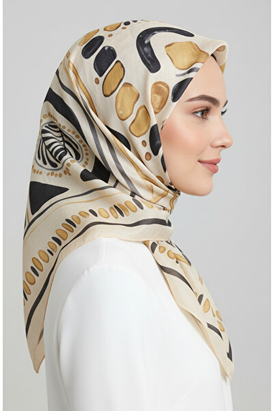 sefamerve Κασκόλ με σχέδιο κεχριμπαρένιο 70326-11 Αφρός μελιού