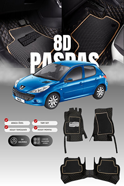 stiloto دواسة سيارة جلدية لبيجو 206 (1998-2010) طراز 8D |   حماية كاملة، قص م...