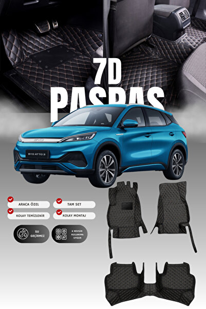 stiloto سجادة أرضية للسيارة من الجلد 7D لسيارة BYD Atto 3 (2022 وما بعدها) | ...