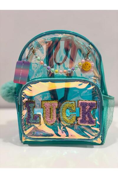 Dream Vest Girl's Embroidered Transparent Backpack Turquoise