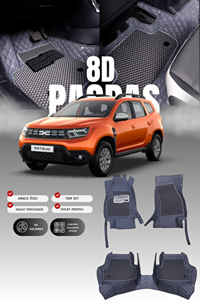 stiloto Dacia Duster (2017 ve Sonrası) 8D Deri Havuzlu Oto Paspas | Tam Korum...
