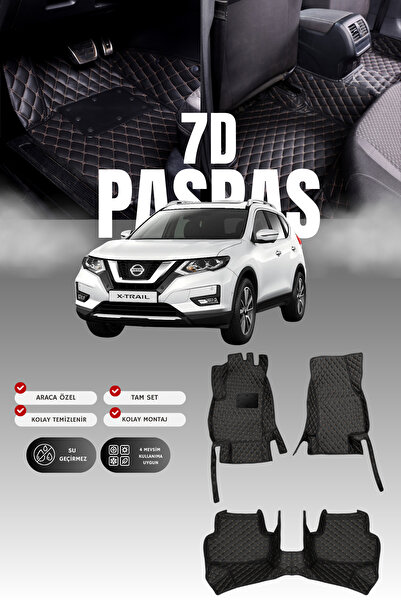 stiloto سجادة أرضية جلدية للسيارة نيسان إكس-تريل (2014-2021) بتصميم 7D |   حم...