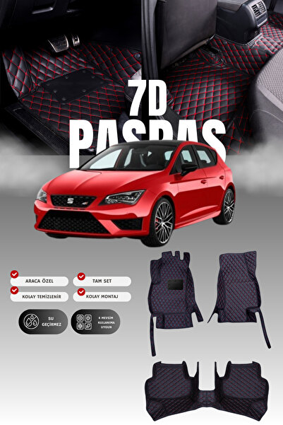 stiloto Seat Leon (2012-2020) 7D Deri Havuzlu Oto Paspas | Tam Koruma,Araca Ö...