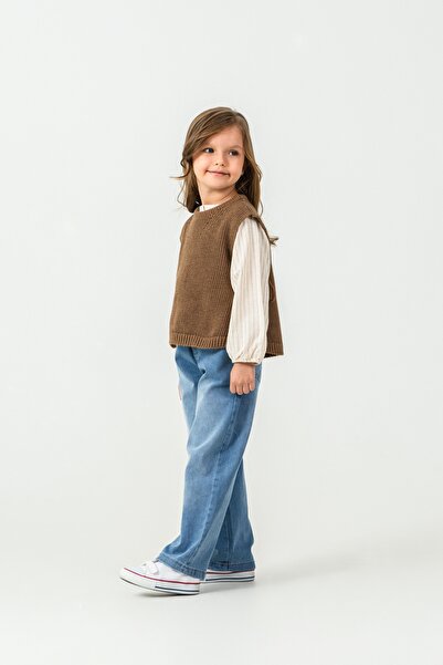 Harika KIDS Girl's Knitwear Vest-Shirt-Denim Pants 3-Piece Set