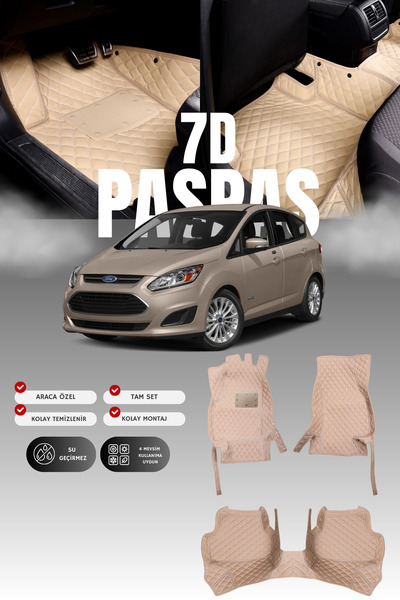 stiloto سجادة أرضية جلدية للسيارة فورد سي-ماكس (2010-2019) بتصميم حوض سباحة 7...